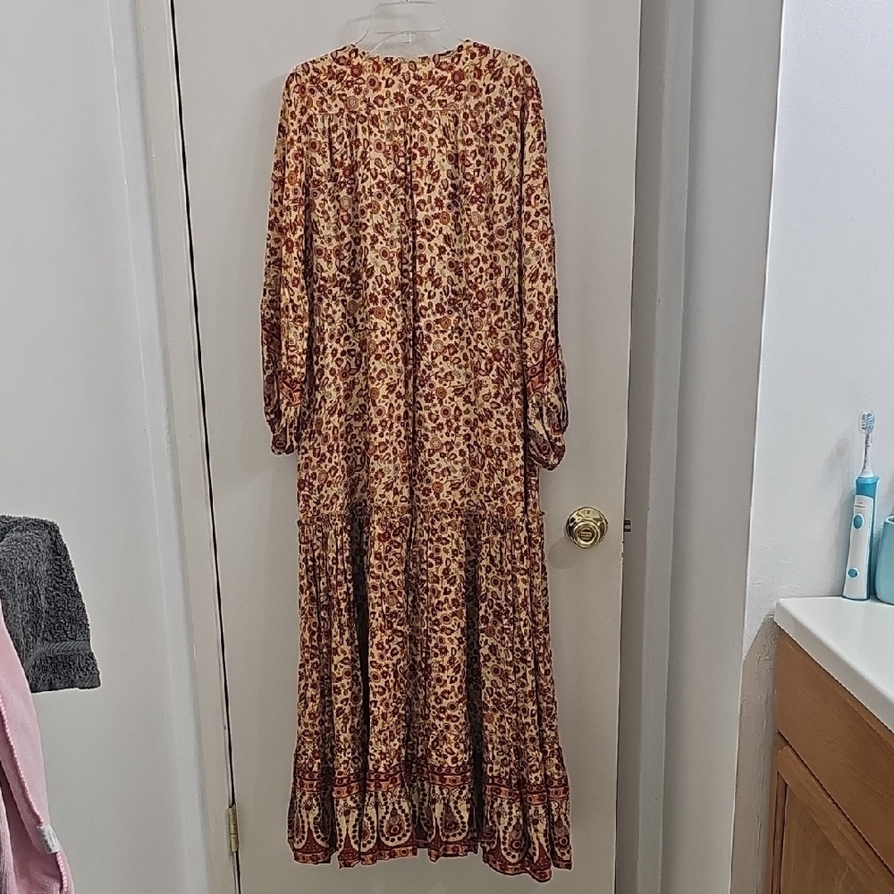 Aura Brown and Orange Ruffled Sundress - Picture 6 of 8